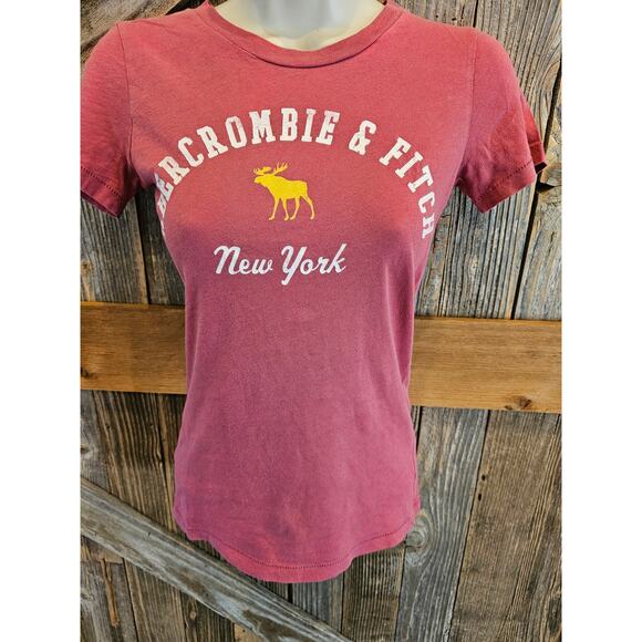 Abercrombie & Fitch y2k size small S spell out tee stretch short sleeve peeppy^^ - Picture 1 of 8